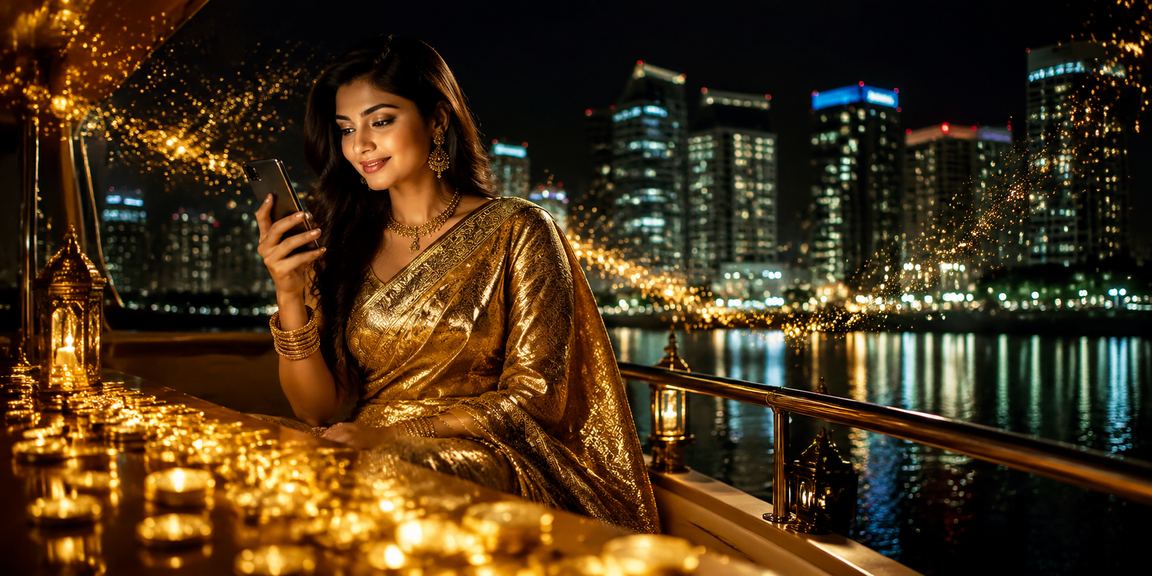 ঢাকায় মোবাইল ক্যাসিনো খেলছেন এক নারী শহরের ঐতিহ্যবাহী শাড়িতে